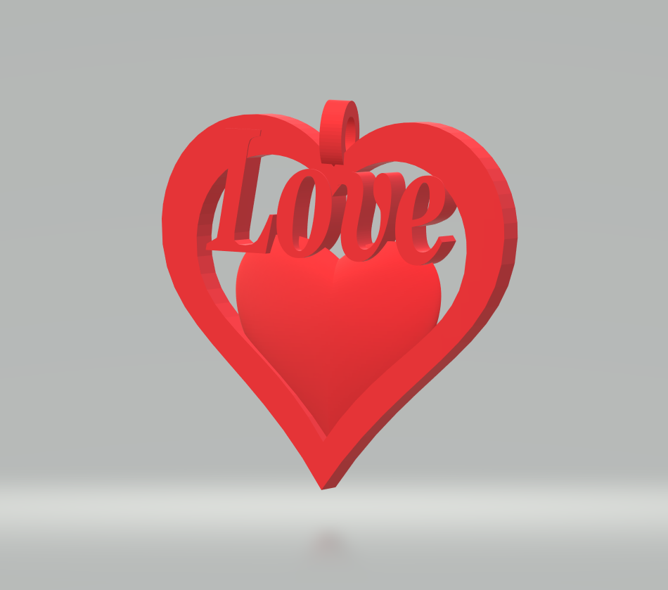 Heart Pendant — 3D Printable Chinese Love Amulet | Necklace / Keychain STL