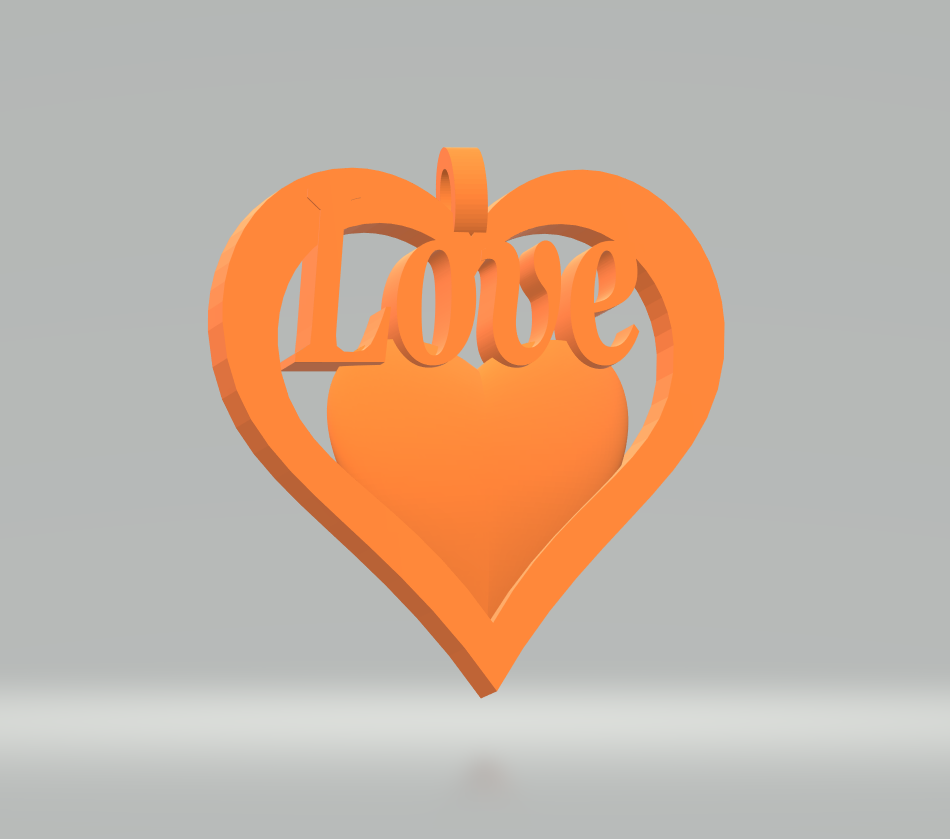 Heart Pendant — 3D Printable Chinese Love Amulet | Necklace / Keychain STL